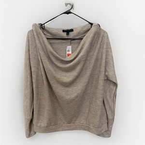 Womens Banana Republic Long Sleeve Top Size L Double Knit Tan Pullover Shirt New